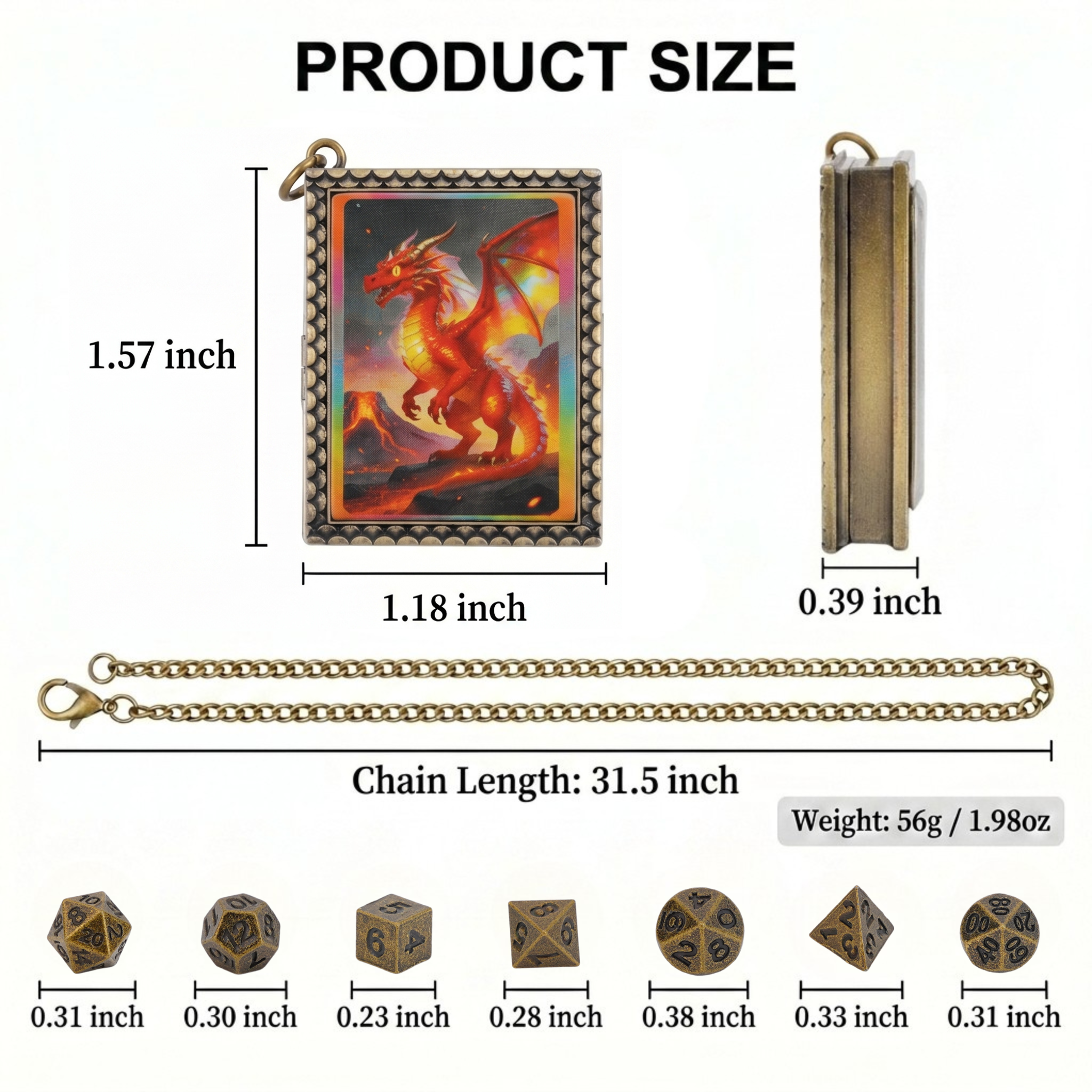 Fire Dragon Dice Necklace