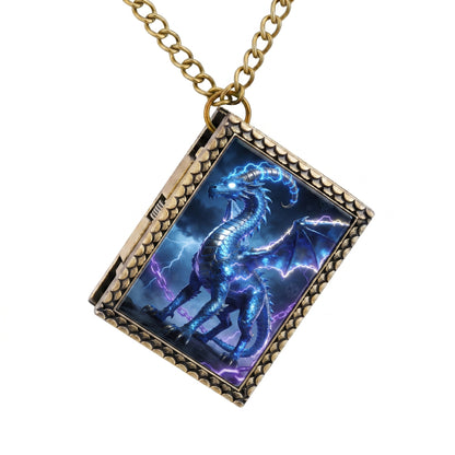 Blue Lightning Dragon Dice Necklace