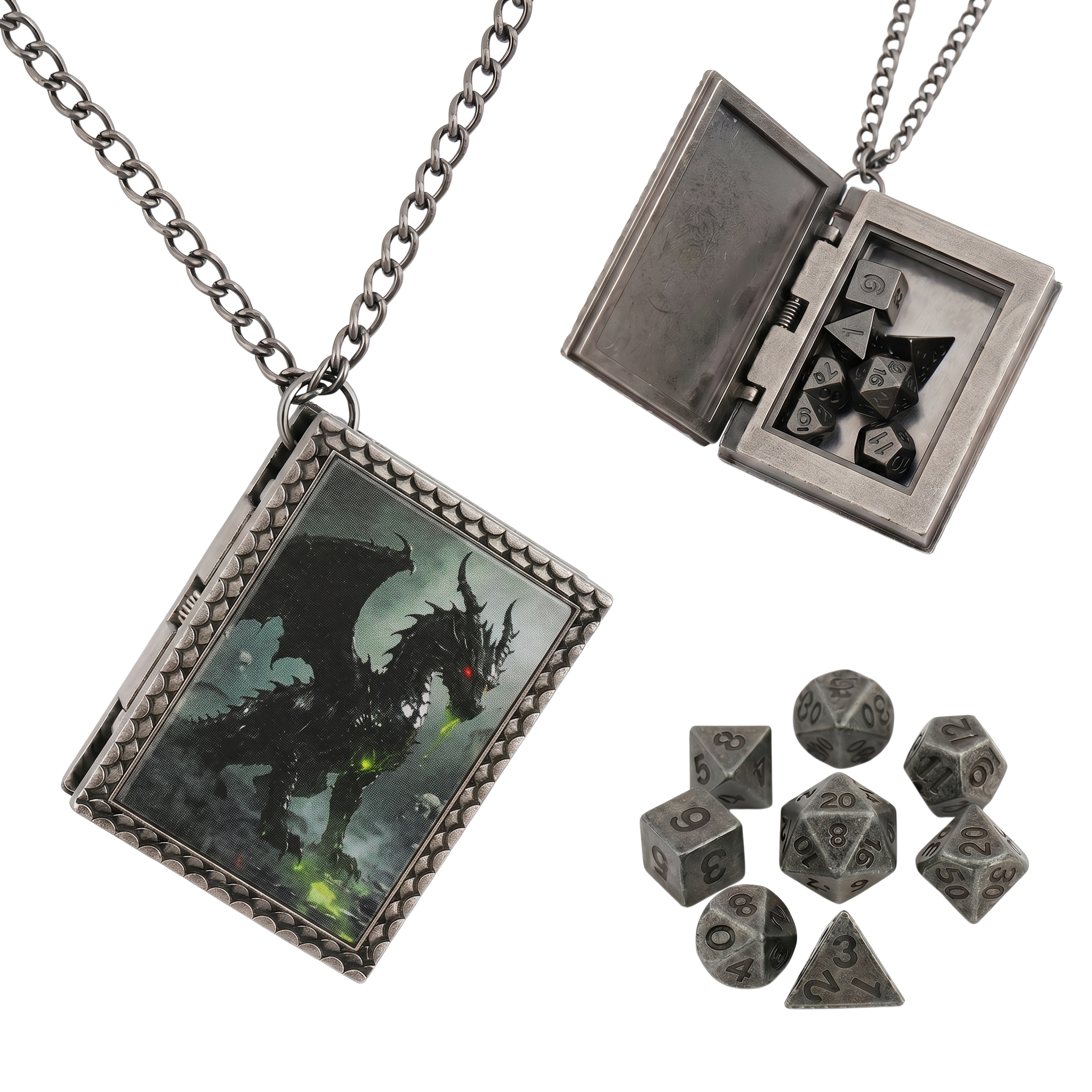 Black Dragon Dice Necklace
