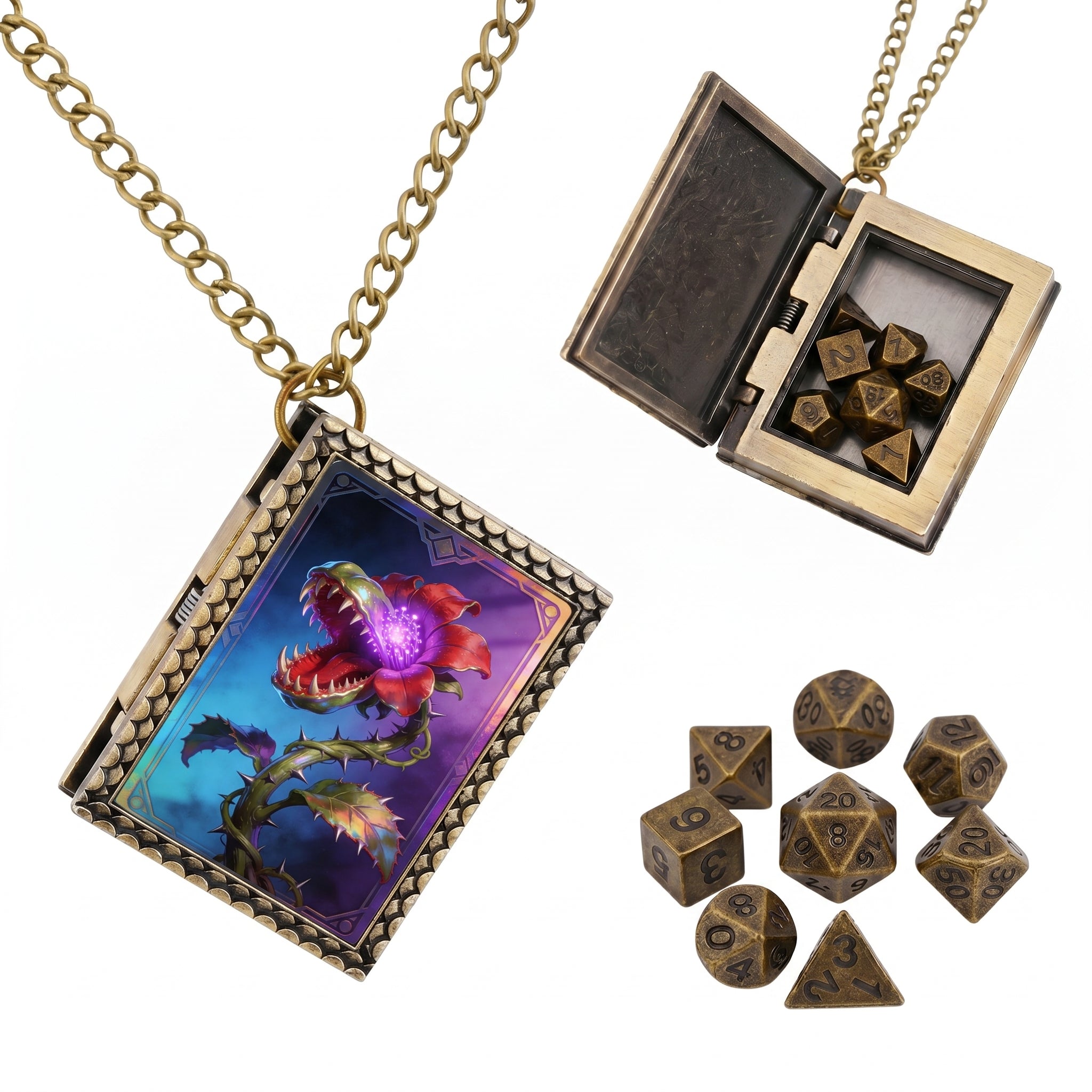 Carnivorous Plant Dice Necklace