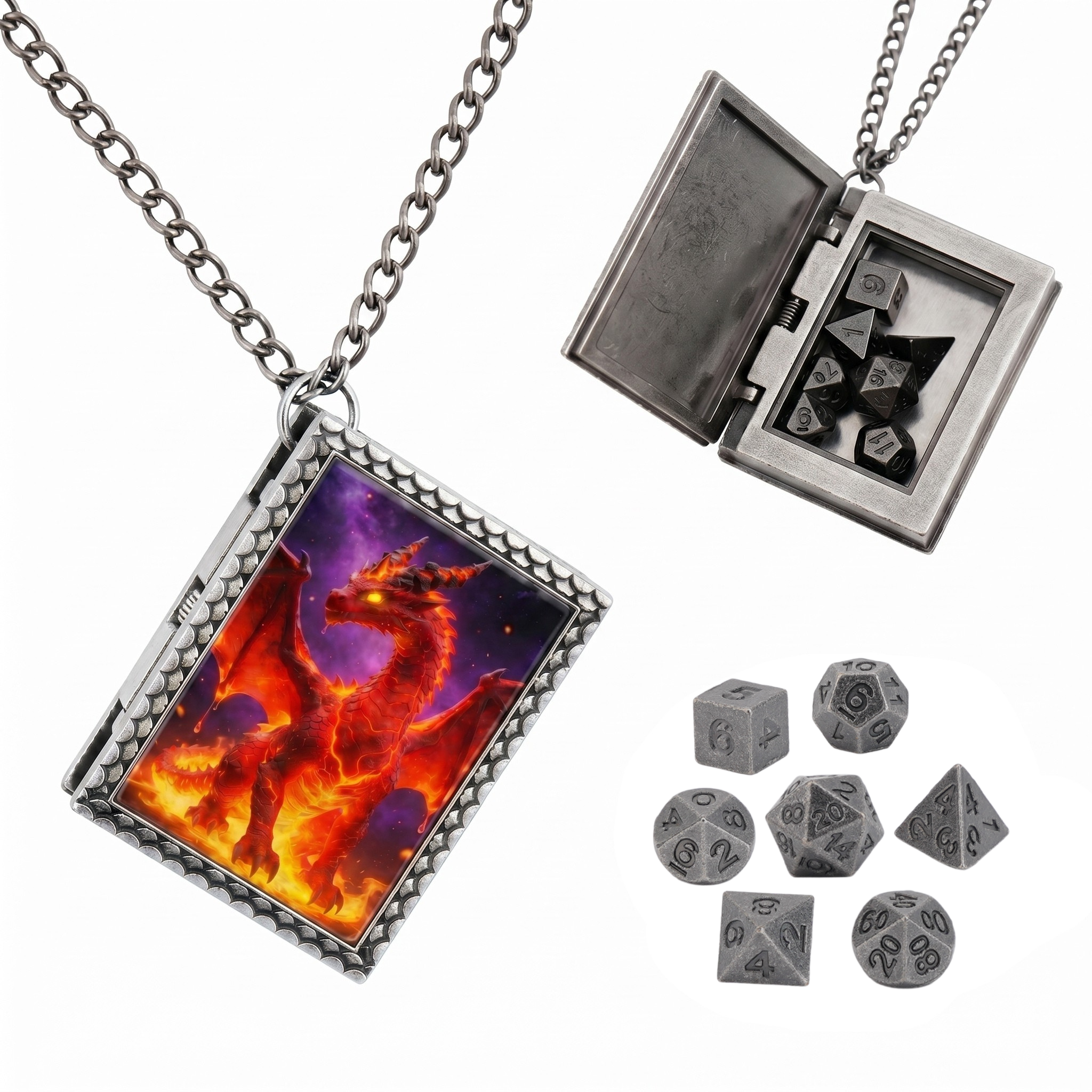 Red Dragon Dice Necklace