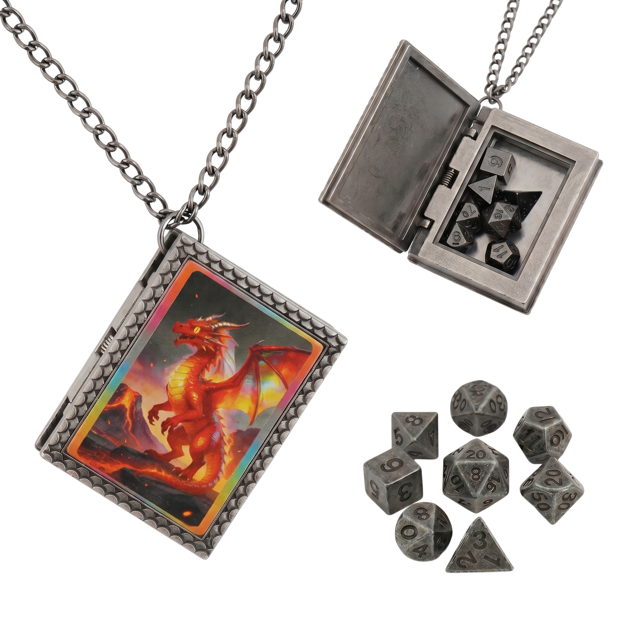 Fire Dragon Dice Necklace