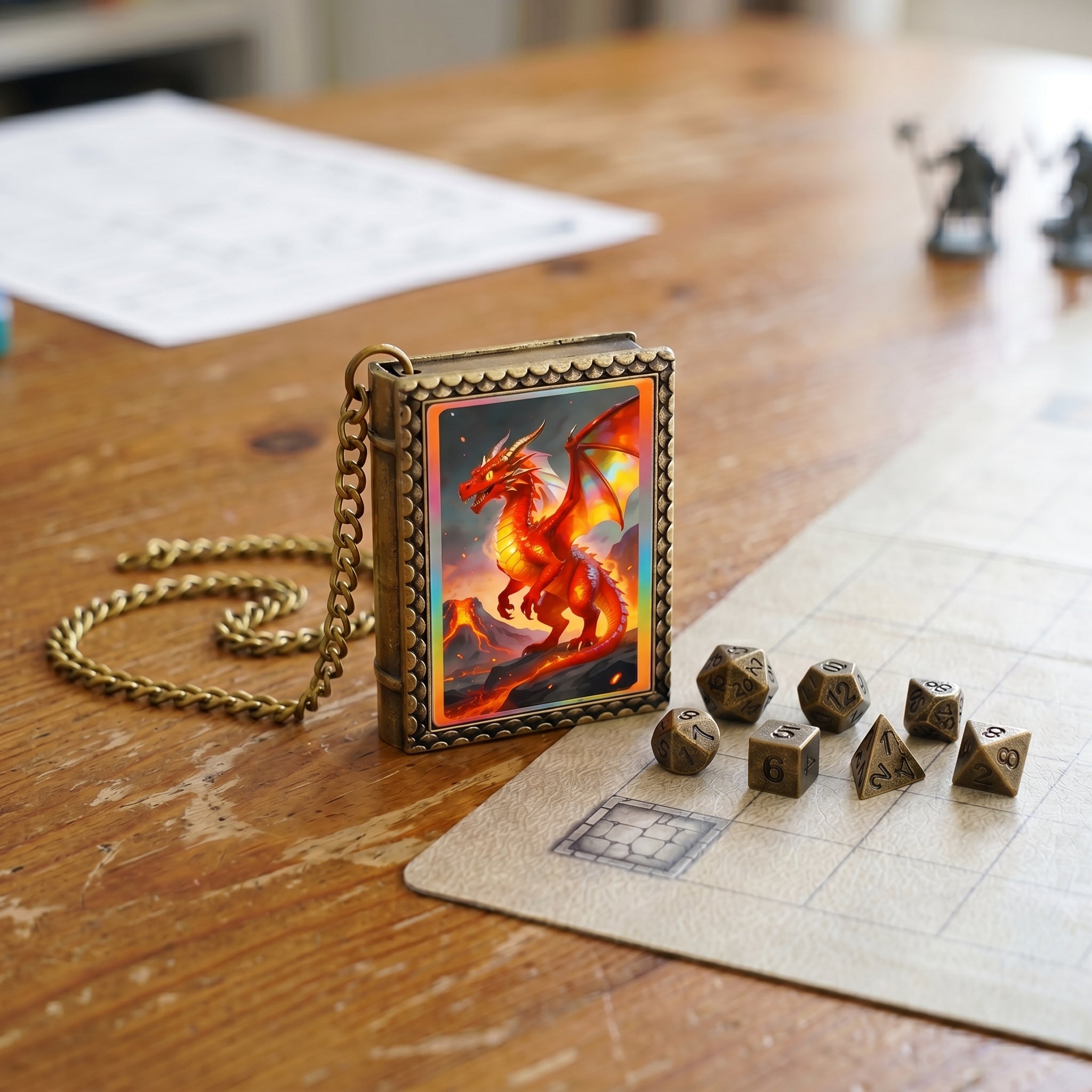 Fire Dragon Dice Necklace