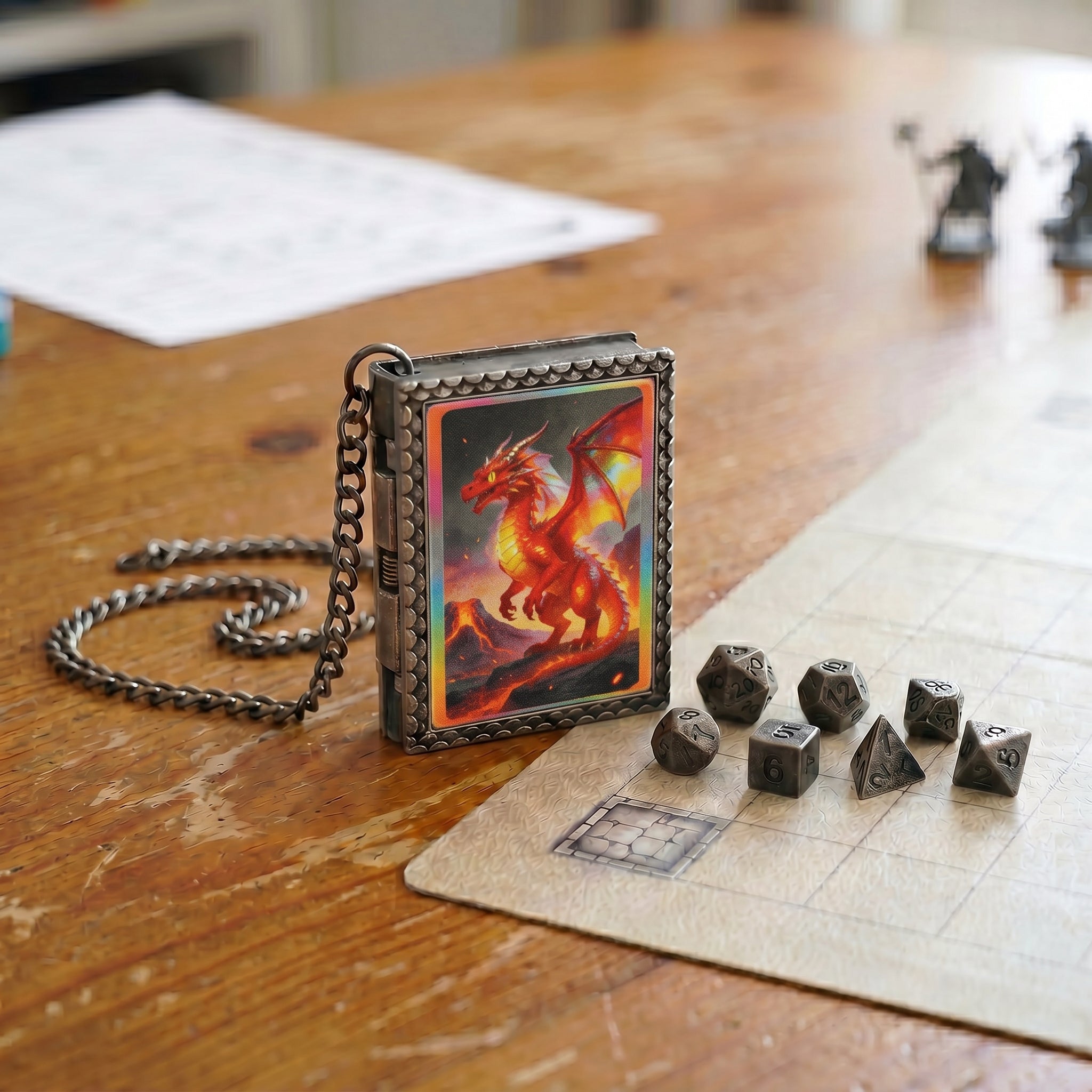 Fire Dragon Dice Necklace