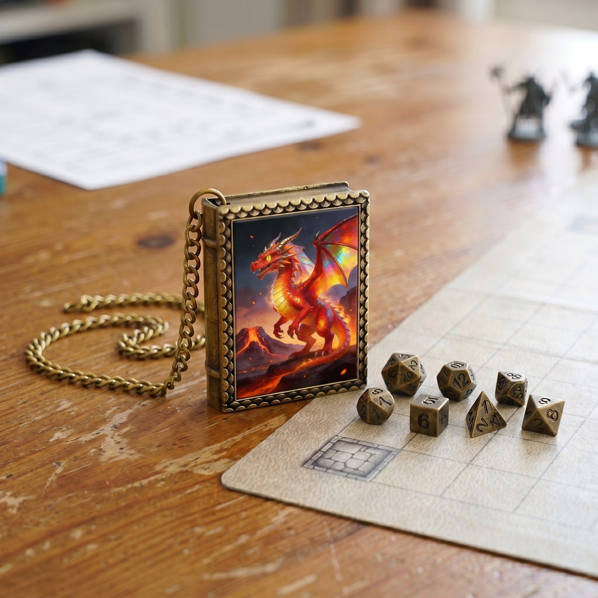 Red Dragon Dice Necklace