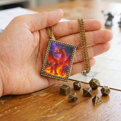Red Dragon Dice Necklace