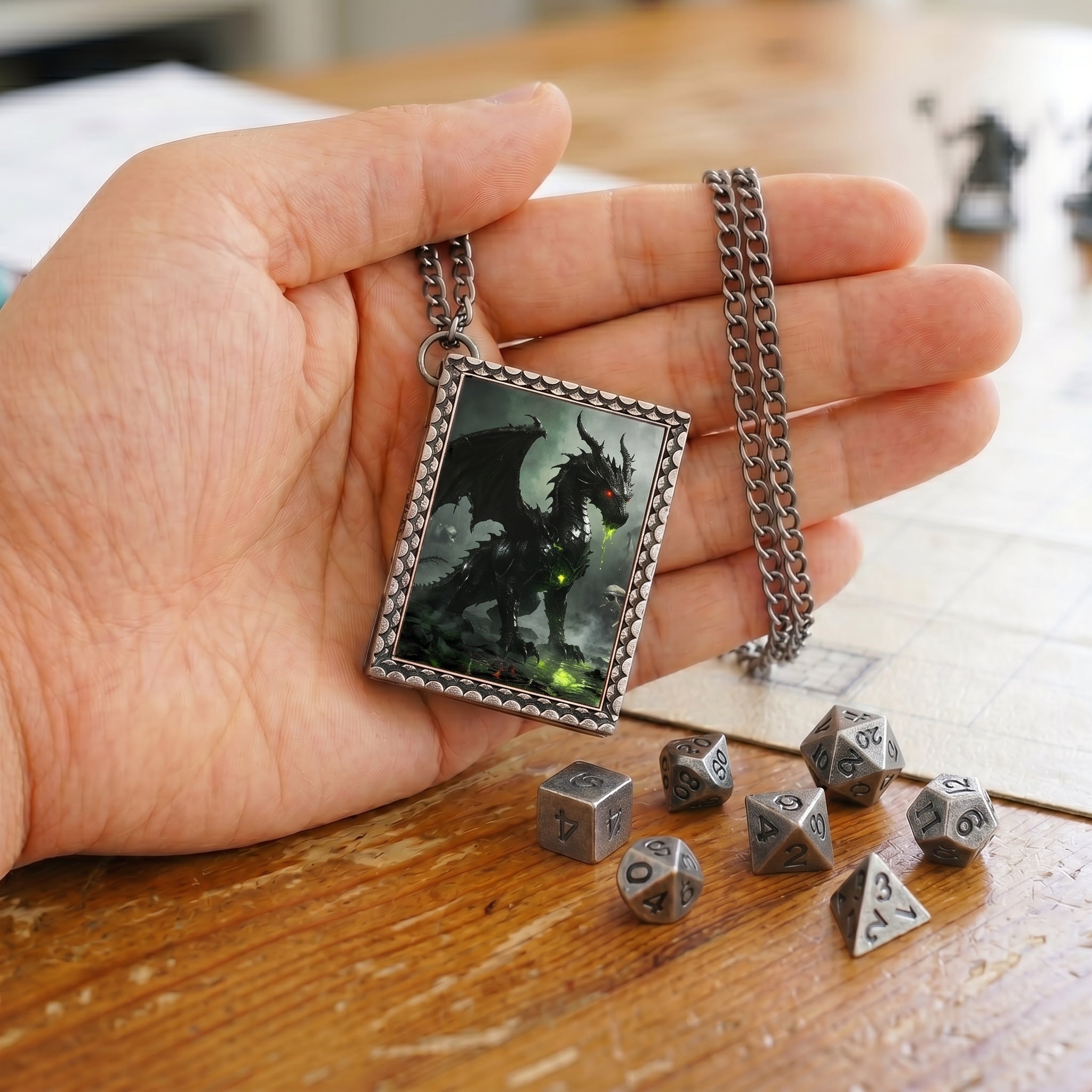 Black Dragon Dice Necklace