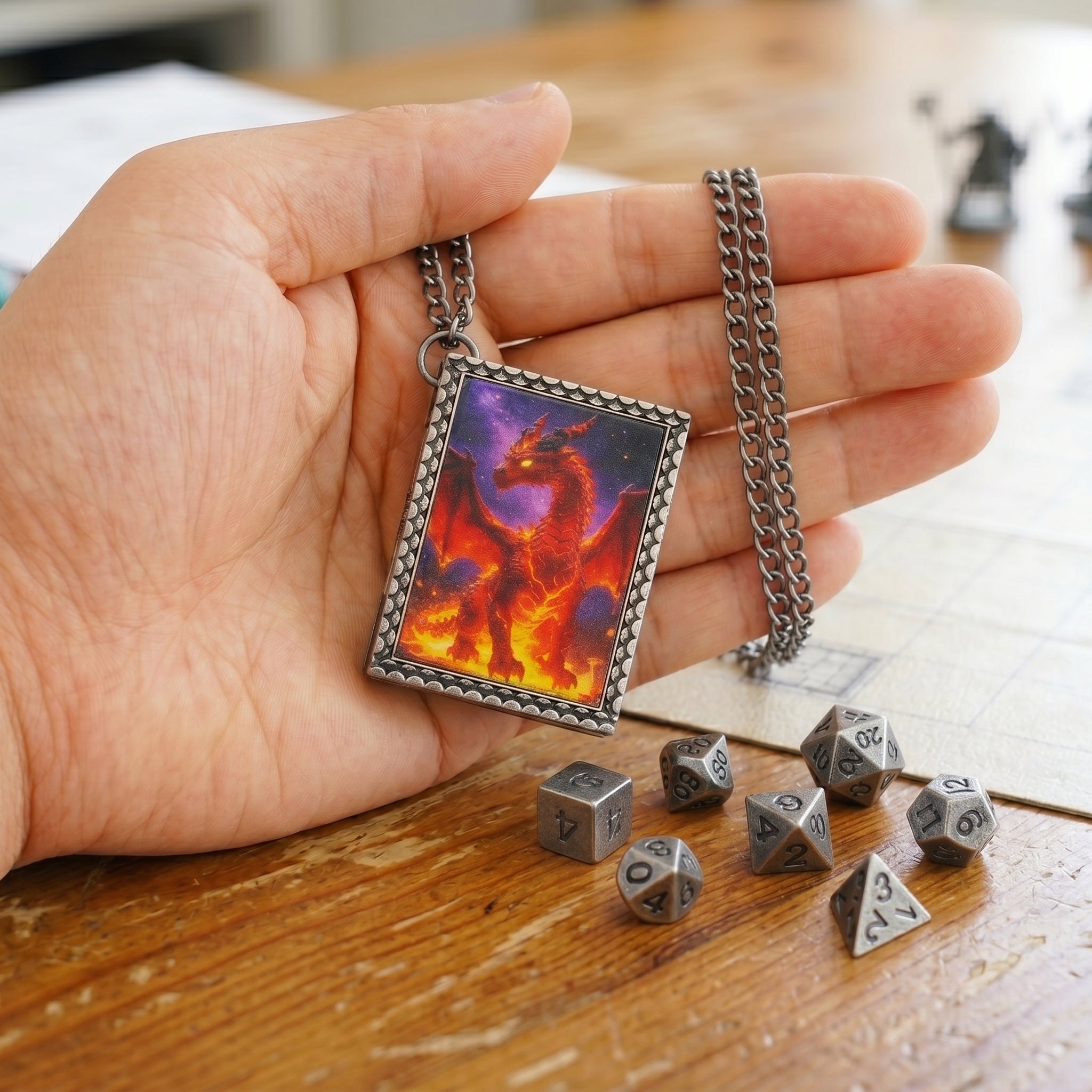 Red Dragon Dice Necklace