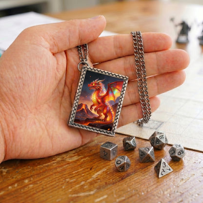 Red Dragon Dice Necklace