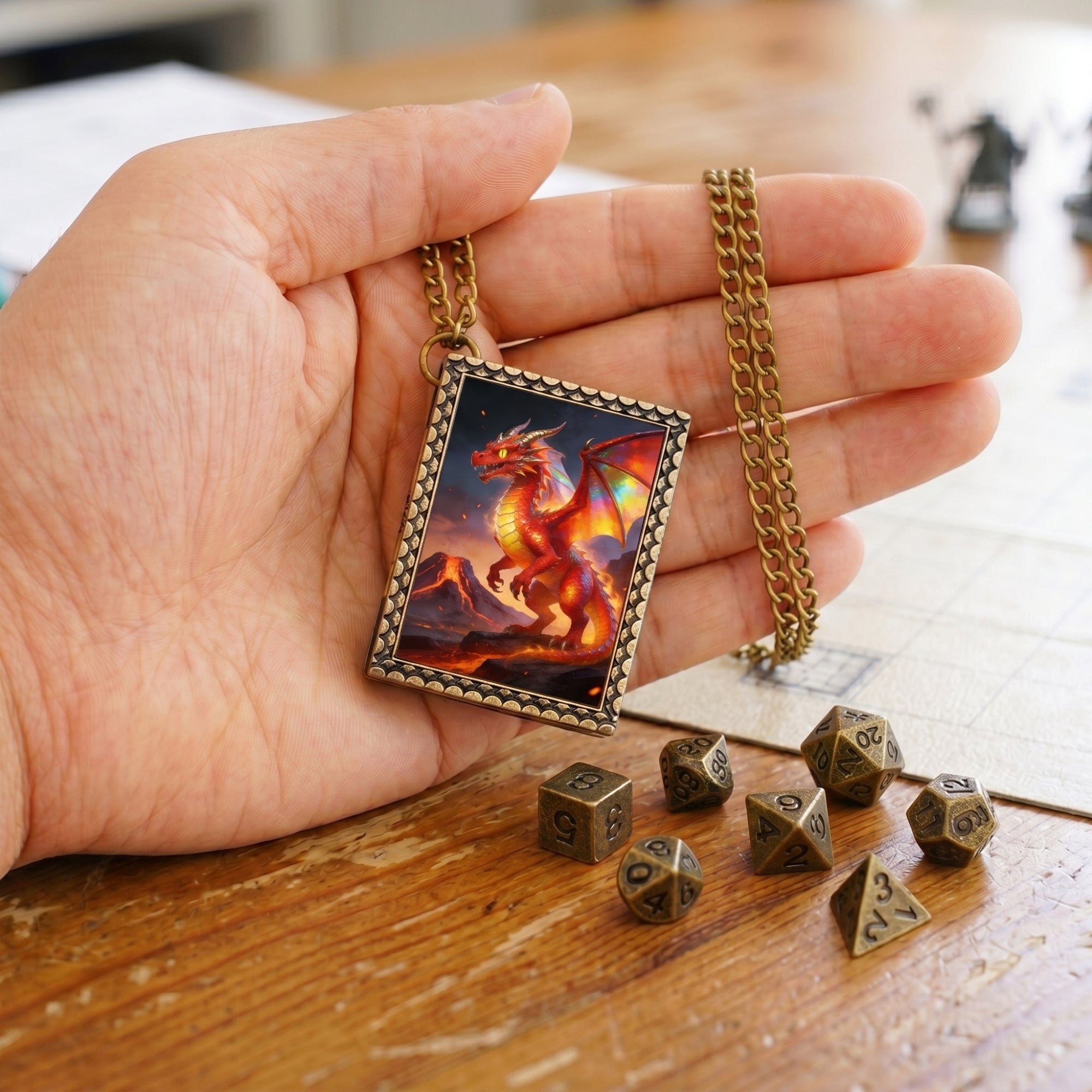 Red Dragon Dice Necklace