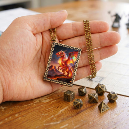 Red Dragon Dice Necklace