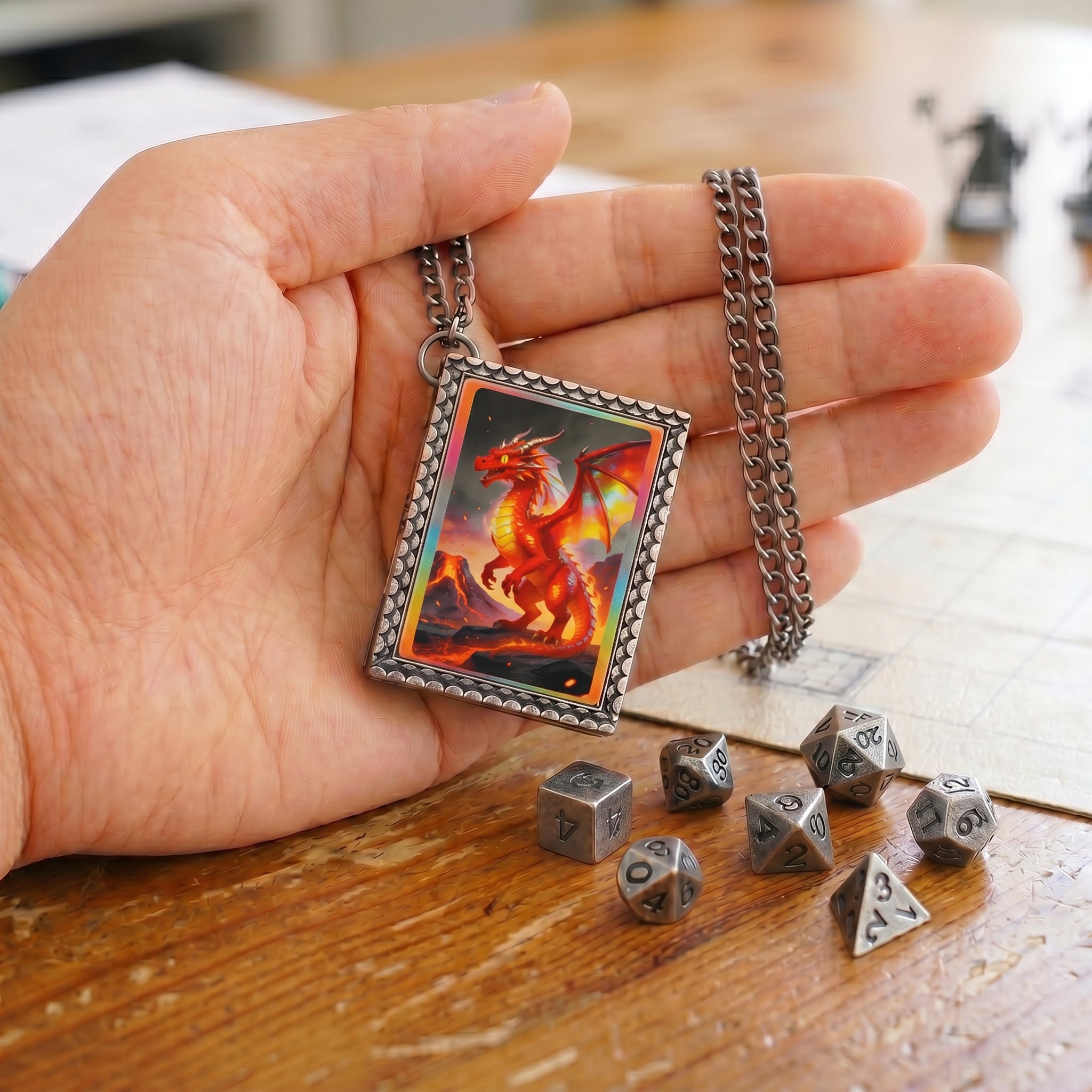 Fire Dragon Dice Necklace