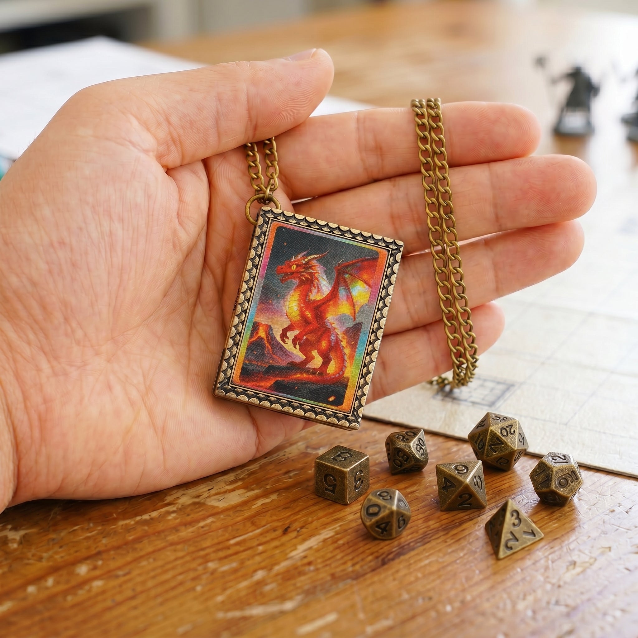 Fire Dragon Dice Necklace