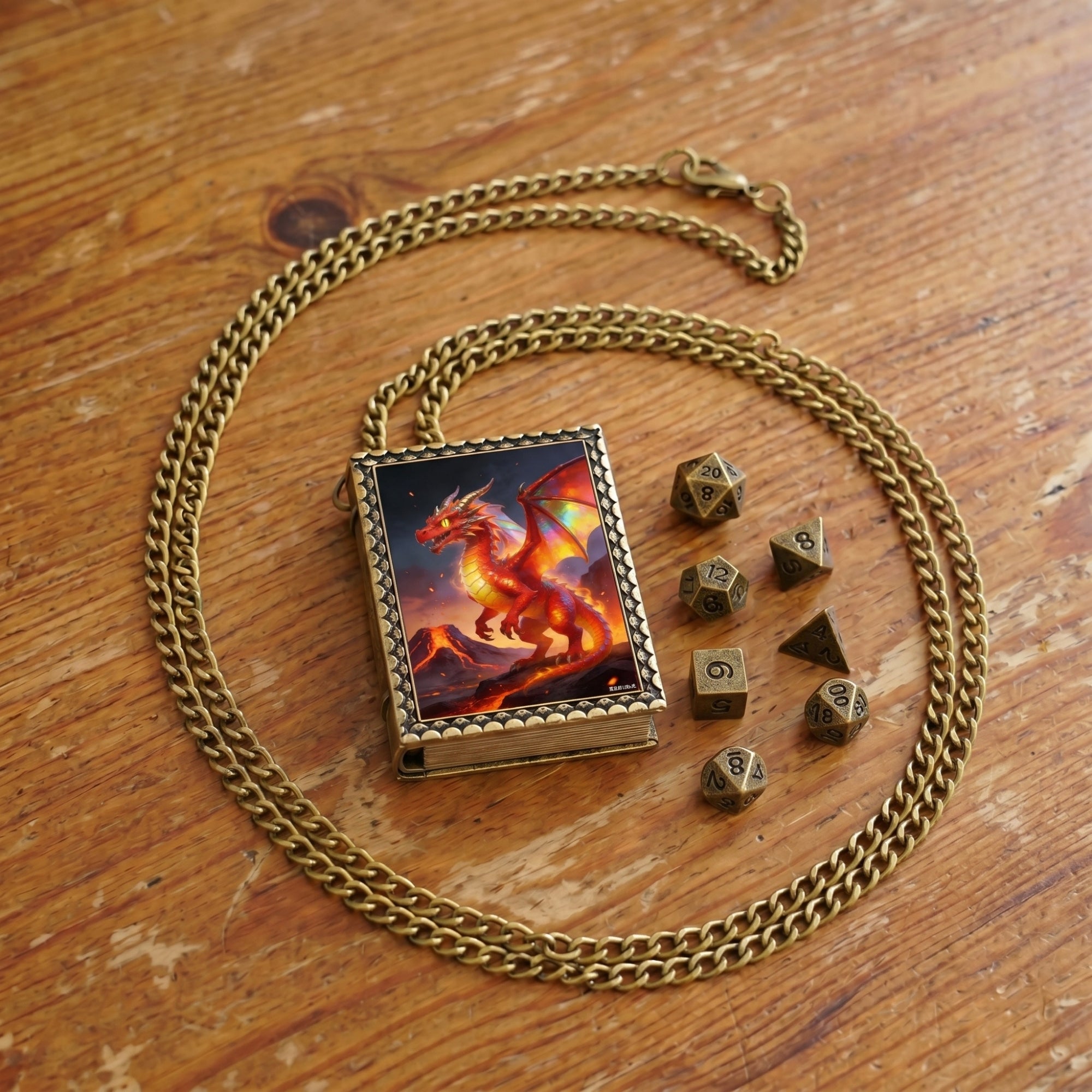 Red Dragon Dice Necklace
