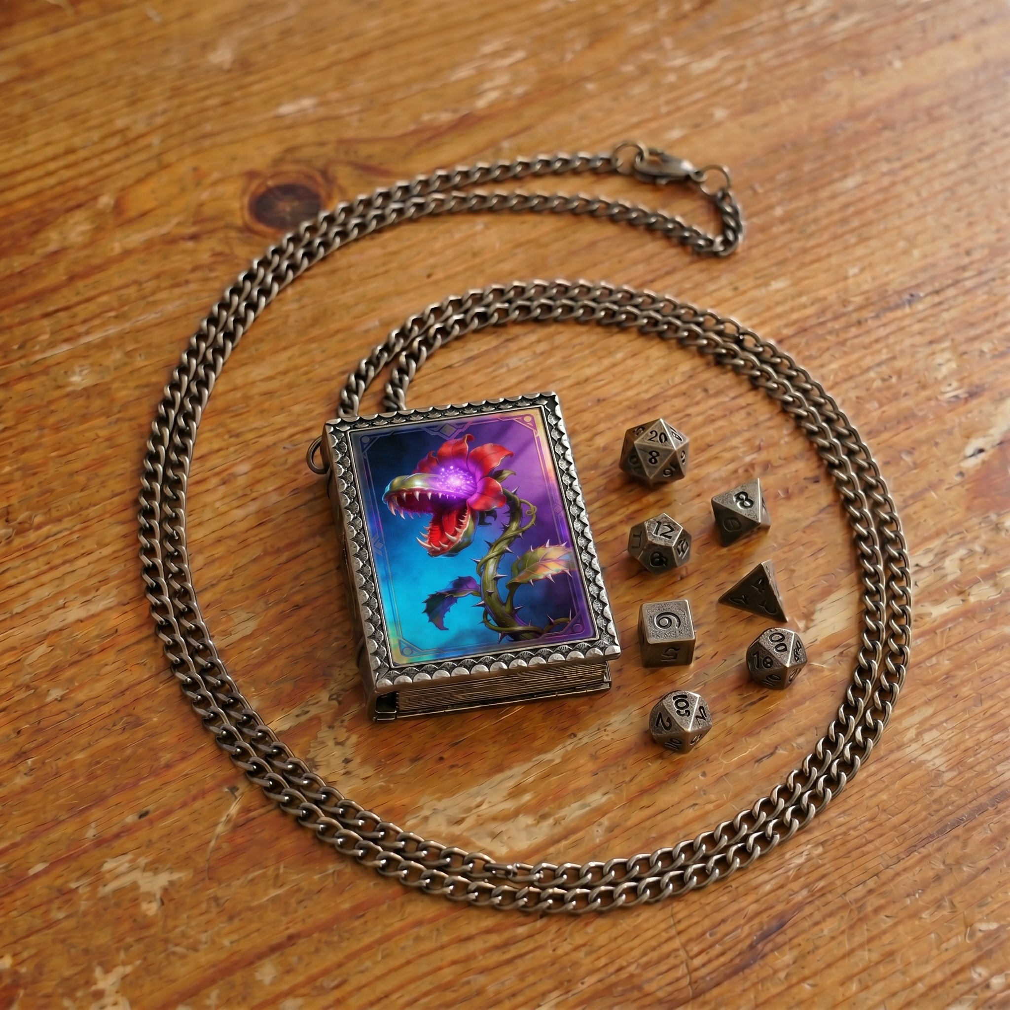 Carnivorous Plant Dice Necklace