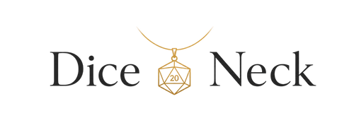 Logo for 'Dice Neck' with a necklace featuring a dice pendant on a white background